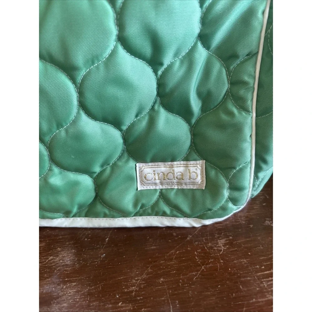 Cinda B Diaper Bag With Changing Pad‎ Quilted Nylon Verda Bonita Green Blue